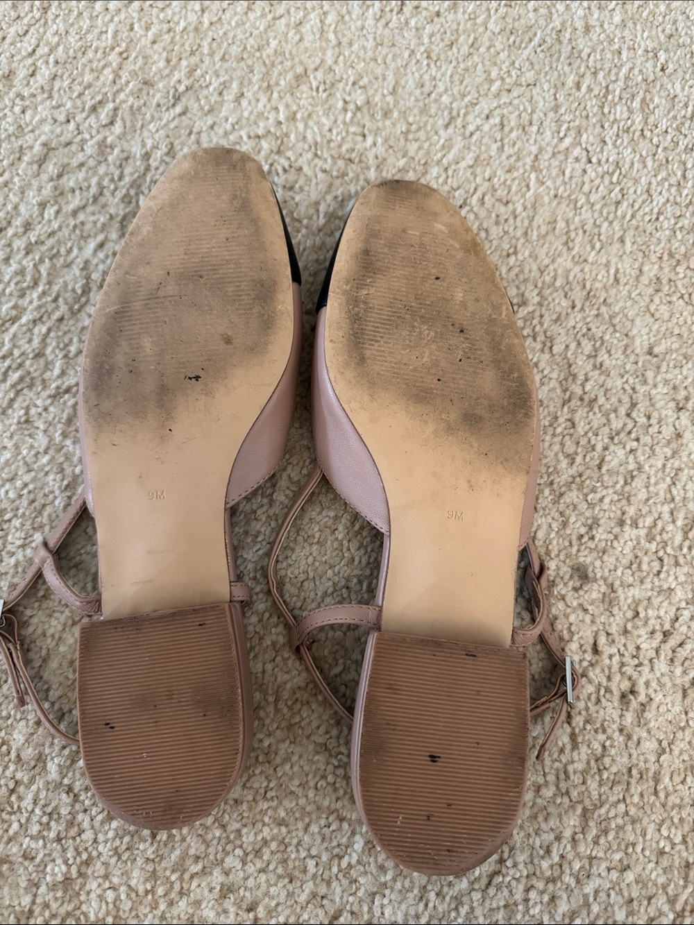 Steve Madden Nude and Black Leather Slingback Flats - Picture 5 of 6